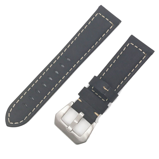 Samsung Gear S3 Frontier / S3 Classic genuine leather watch band - Black / Silver Buckle