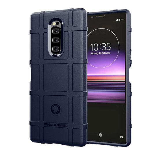 Sony Xperia 1 square grid suojakotelo - Tummansininen