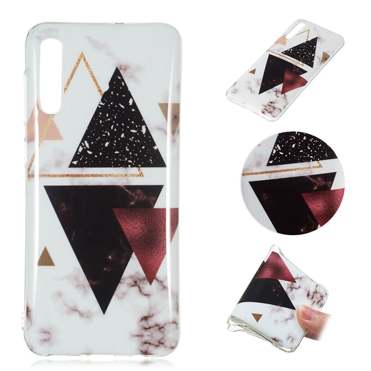 Marble Samsung Galaxy A50 kuoret - Tumma kolmio marmori