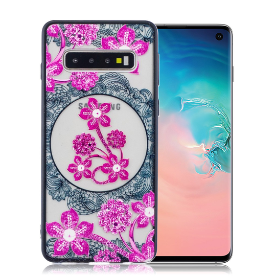 Samsung Galaxy S10 lace hybrid case - Pink Flower