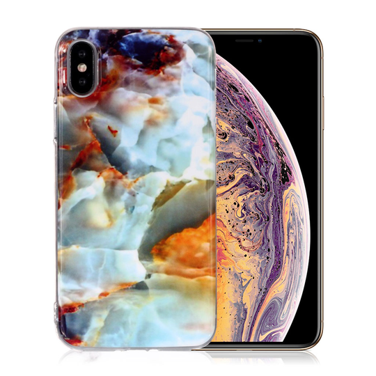 iPhone Xs Max IMD marmori kuviollinen silikooni muovinen pehmeä takasuoja kuori - Tyyli N