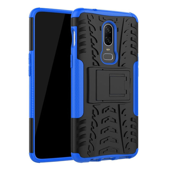 Oneplus 6 Karu Muovi ja TPU Takasuoja Kuori missä Jalkatuki - Sininen