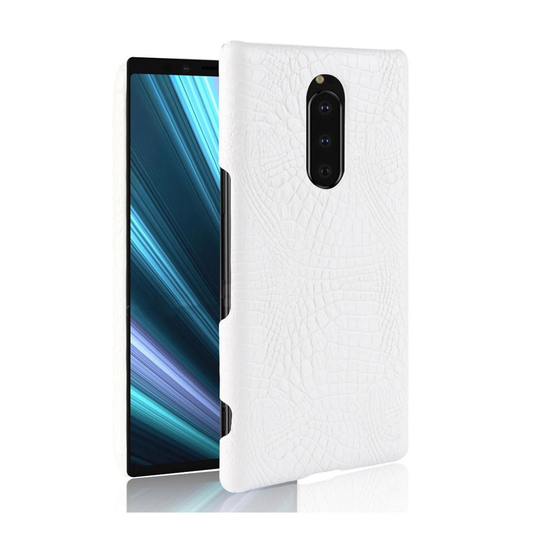 Sony Xperia XZ4 krokotiili pintainen nahkainen suojakotelo - Valkoinen