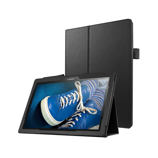 Amdrup Litsi Pintainen Nahkakotelo Lenovo Tab 2 A10-30 X30F Tabletille - Musta