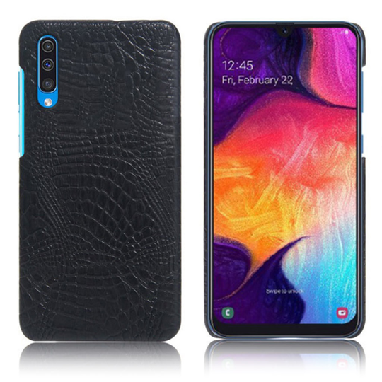 KSQ Samsung Galaxy A50 crocodile skin leather case - Black