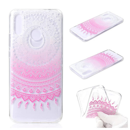 Huawei P Smart Plus kuviollinen silikooni muovinen takasuoja kuori - Pinkki Mandala