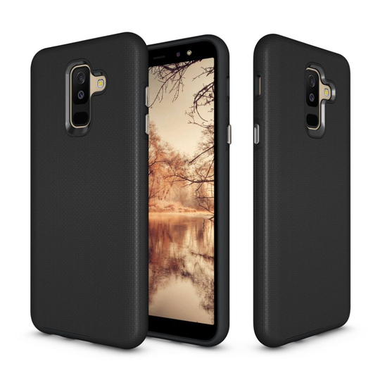 Samsung Galaxy A6 Plus (2018) Anti-Slip Pintainen Hybriidi PC Ja TPU Muovinen Takasuoja Kuori - Musta