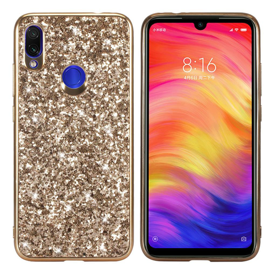 Glitter Xiaomi Redmi Note 7 kuoret - Kulta