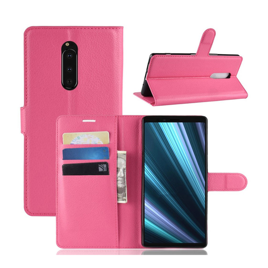 Sony Xperia XZ4 litsi pintainen nahkainen flip suojakotelo - Rose