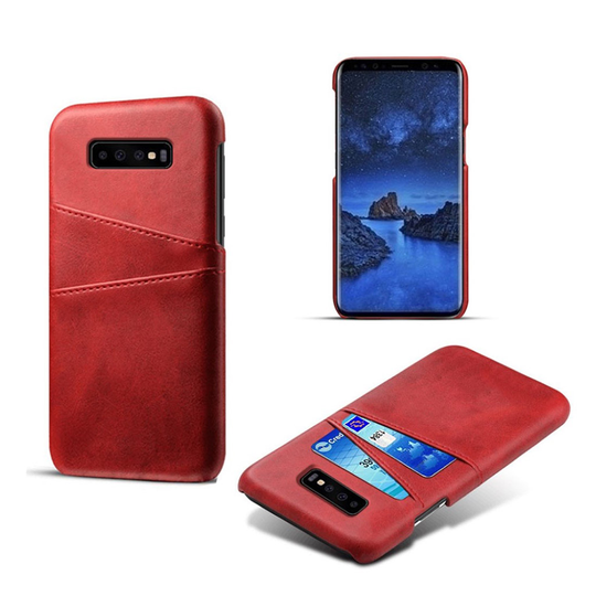 Samsung Galaxy S10 kaksi korttipaikkaa nahkainen suojakotelo - Punainen