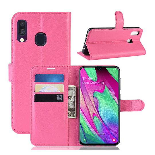 Samsung Galaxy A40 litchi leather case - Rose