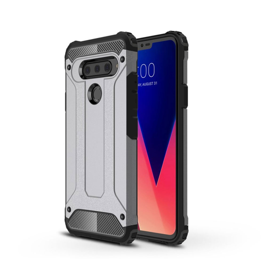 LG V40 ThinQ heavy duty rosoinen hybrid suojakotelo - Harmaa