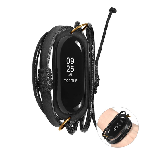 Xiaomi Mi Smart Band 4 vintage leather watch band - Black