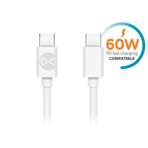Forever USB-C - USB-C kaapeli 3A 1m 20W valkoinen
