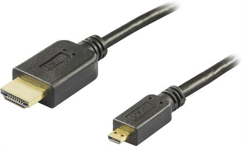 HDMI-kaapeli, HDMI High Speed With Ethernet, 19-pin Ur-micro 19-pin Ur, 4K, Ultra HD, Ethernet, Kull
