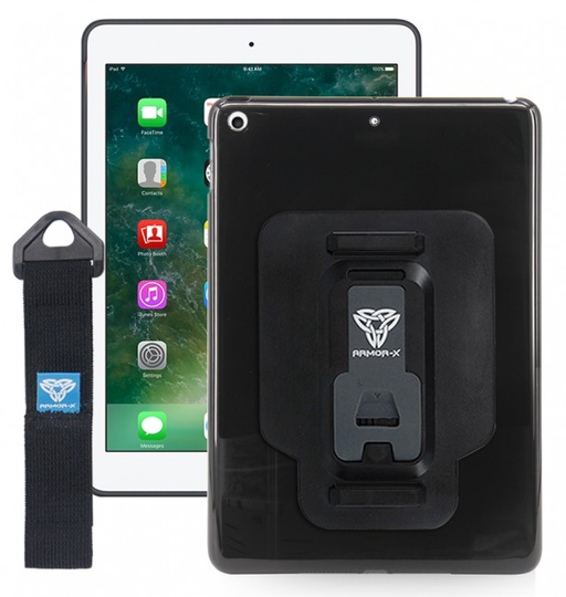 Armor-X PXT X-Mount Suojakotelo käsihihnalla iPad 9.7 2017 / 2018 - Musta"