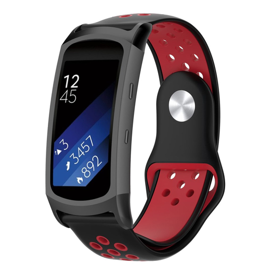 Samsung Gear Fit2 Pro kaksivärinen pehmeä silikoni kellon ranneke hihna - Musta / Punainen