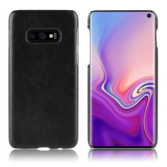 Samsung Galaxy S10e litsi pintainen nahkainen suojakotelo - Musta