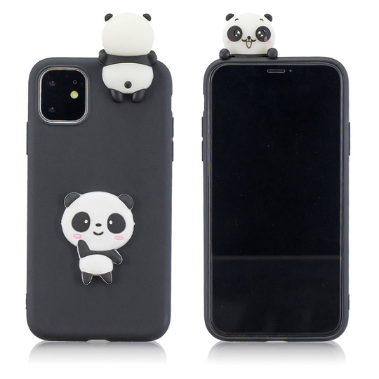 Cute 3D iPhone 11 kuoret - Musta / Panda