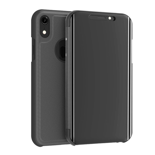 iPhone Xs Max Elektrolyyttinen Peili Suojakuori Missä Synteetti Nahkainen Takaosa - Musta