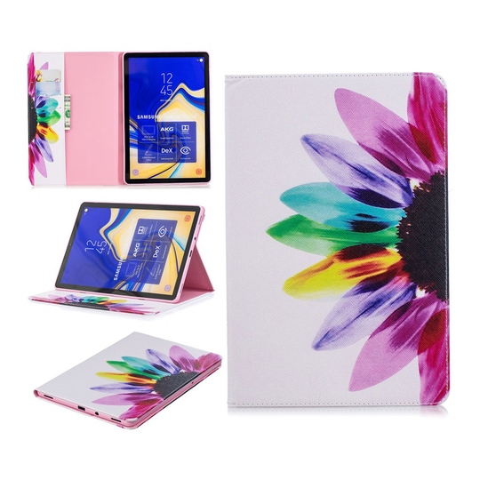 Samsung Galaxy Tab S4 kuviollinen syntetti nahkainen suojakotelo missä kortti paikat - Värikkäät Terälehdet