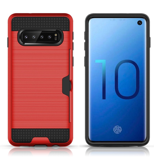 Samsung Galaxy S10 harjattu yhdistelmä suojakotelo - Punainen