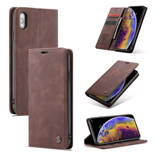 suojakoteloME iPhone Xs Max nahkainen suojakotelo - Kahvi