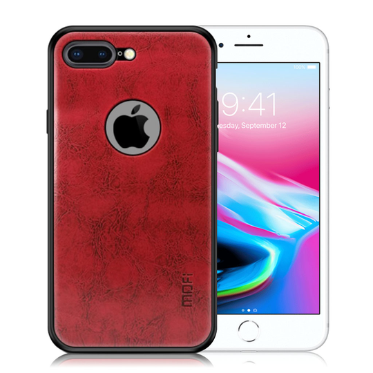 iPhone 7 Plus / 8 Plus MOFI Synteetti Nahkainen sekä Muovinen Taksuoja Kuori - Punainen