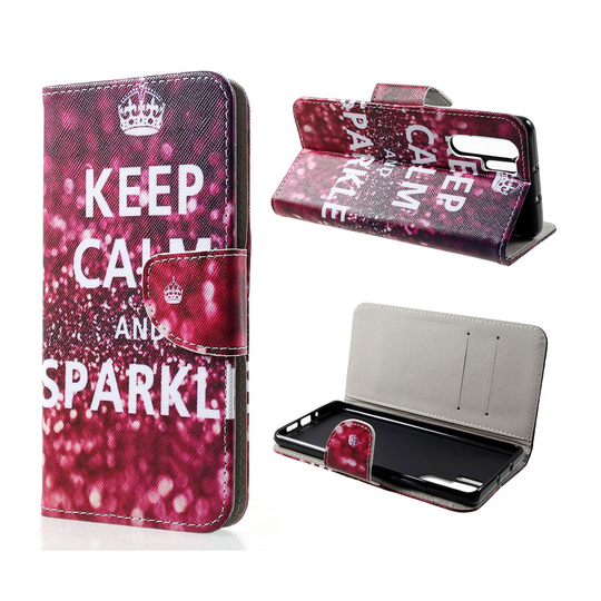 Huawei P30 Pro risti pintainen nahkainen flip suojakotelo - Keep Calm ja Sparkle