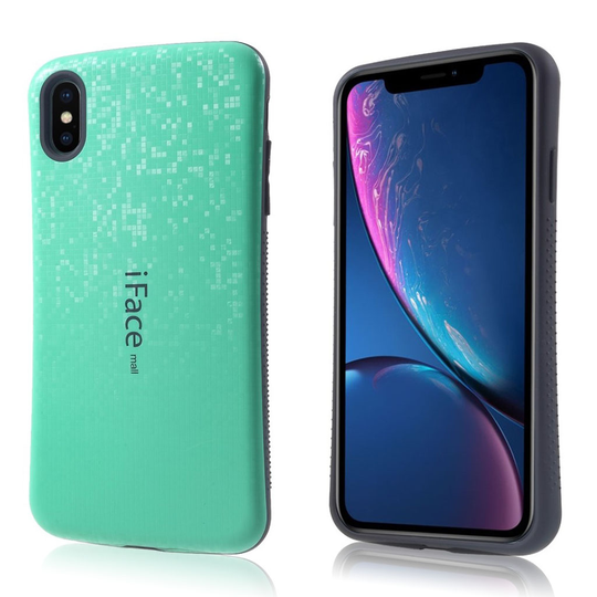 iPhone Xs Max IFACE MALL mosaiikki kuviollinen hybriidi muovinen takasuoja kuori - Vihreä