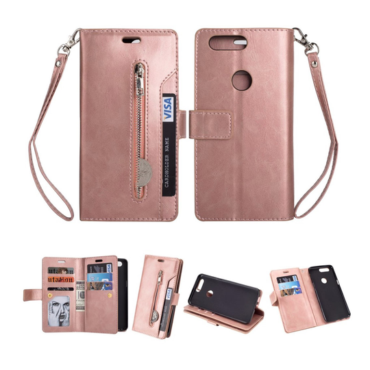 OnePlus 5T uniikki lompakkokotelo - Rosekulta