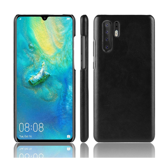 Huawei P30 Pro litsi pintainen nahkainen suojakotelo - Musta