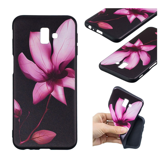Samsung Galaxy J6 Plus (2018) taivutettava silikooni muovinen takasuoja kuori kuviolla - Pinkki Kukka