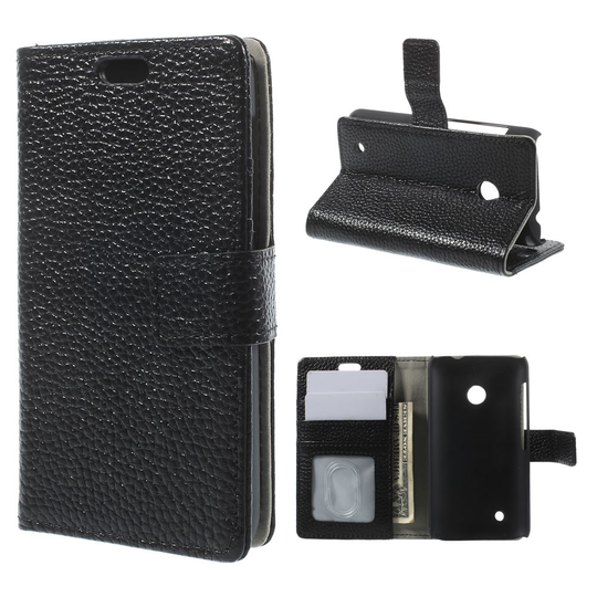 Cowhide (Musta) Nokia Lumia 530 Aito Nahkakotelo