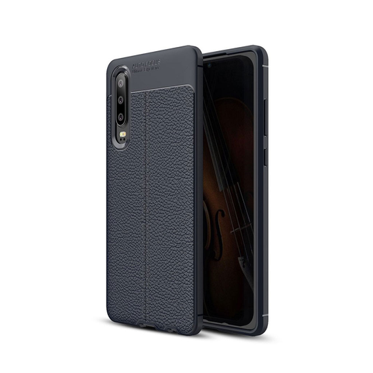 Huawei P30 litsi grain pehmeä Suojakotelo - Tummansininen