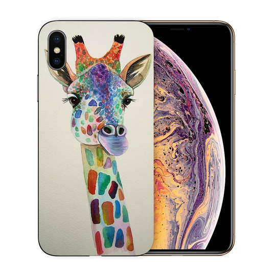 iPhone XS silikooni muovinen joustava ja pehmeä kuviollinen takasuoja kuori - Kirahvi