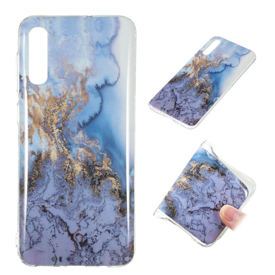 Marble Samsung Galaxy A50 kuoret - Sinertävä kultamarmori