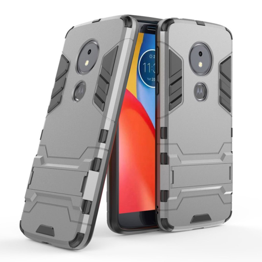 Motorola Moto G6 Play TPU Hybriidi Takaosa Suoja missä Jalkatuki - Harmaa