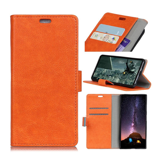 Motorola Moto E5 Play Villihevos Rakenne Synteetti Nahkainen Lompakko Suojakotelo - Oranssi