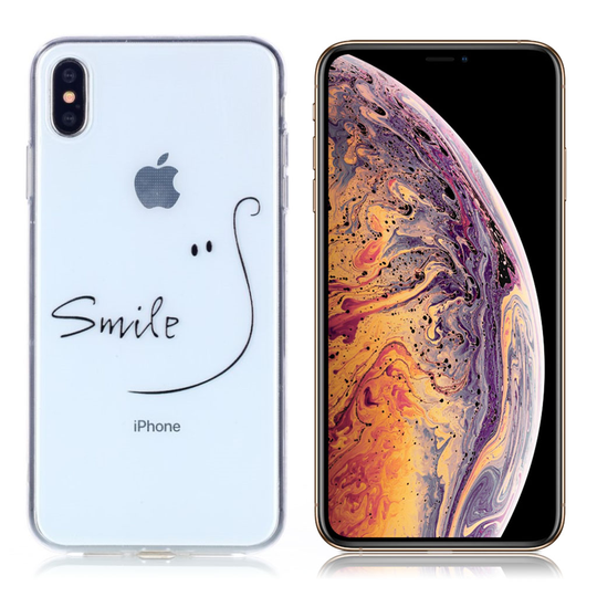 iPhone 9 Plus Kuviollinen Pehmeä ja Joustava Muovinen Takasuoja Kuori - Smile Teksti