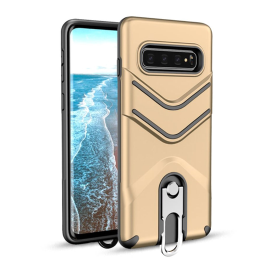 Samsung Galaxy S10 Matta hybridi suojakotelo - Kulta