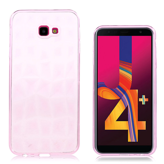 Samsung Galaxy J4 Plus (2018) 3D timantti rakenne silikooni muovinen takasuoja kuori - Pinkki