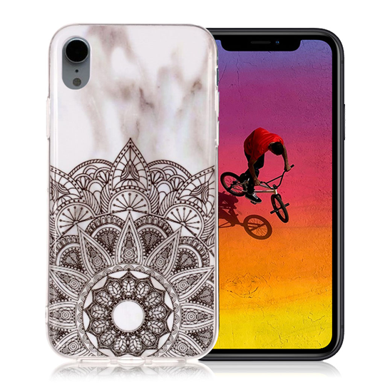 iPhone Xr Marmori IMD Kuviollinen Muovinen Takasuoja Kuori - Valkoinen/ Mandala