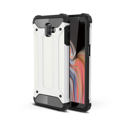 Samsung Galaxy J6 Plus (2018) kilpikova hybriidi muovinen takasuoja kuori - Valkoinen