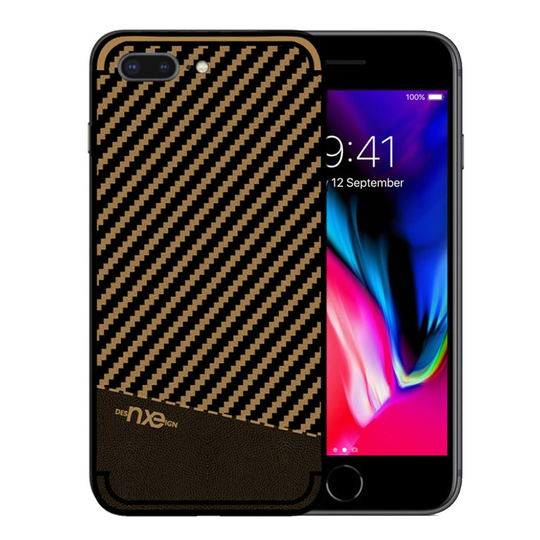 NXE iPhone 7 Plus ja 8 Plus hiilikuitutekstuurinen suojakuori - Ruskea
