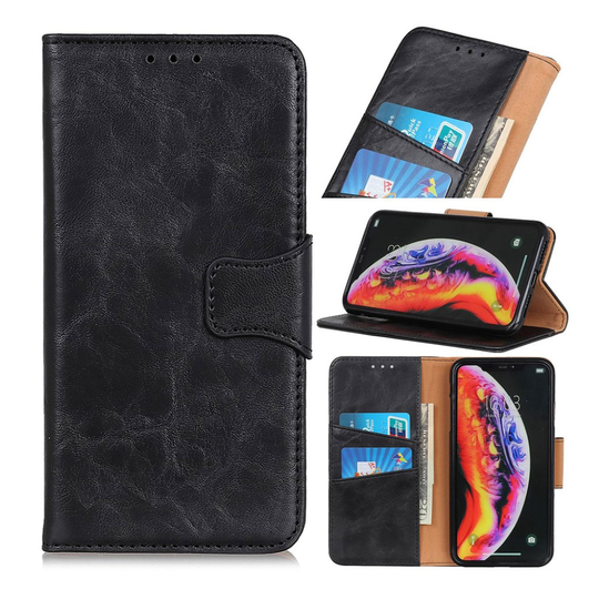 Crazy Horse Samsung Galaxy A50 wallet leather case - Black