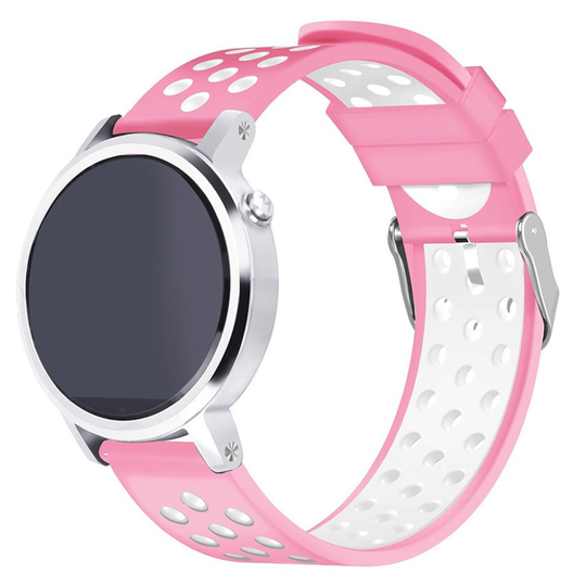 Samsung Gear S3 Kaksi Sävyinen Silikooni Muovinen Pehmeä Kellon Vaihto Ranneke - Pinkki/ Valkoinen