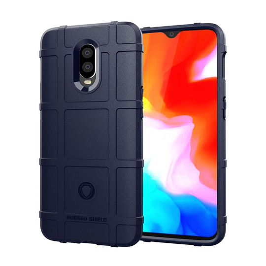 OnePlus 6T Ruudukko kuvio pintainen iskukestävä pehmeä silikooni suojakuori - Sininen
