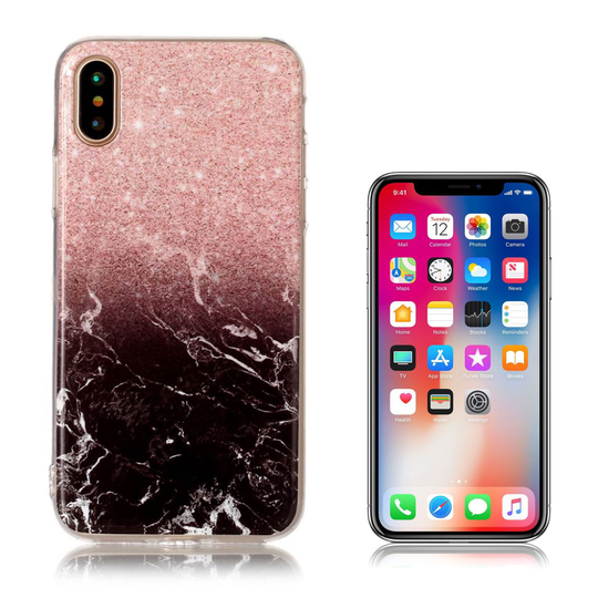 iPhone X design suojakuori - Pinkki ja musta