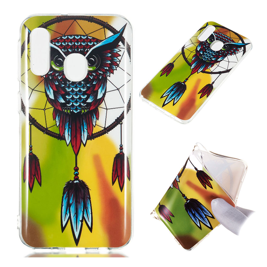 Samsung Galaxy A40 noctilucent pattern case - Owl Dream Catcher